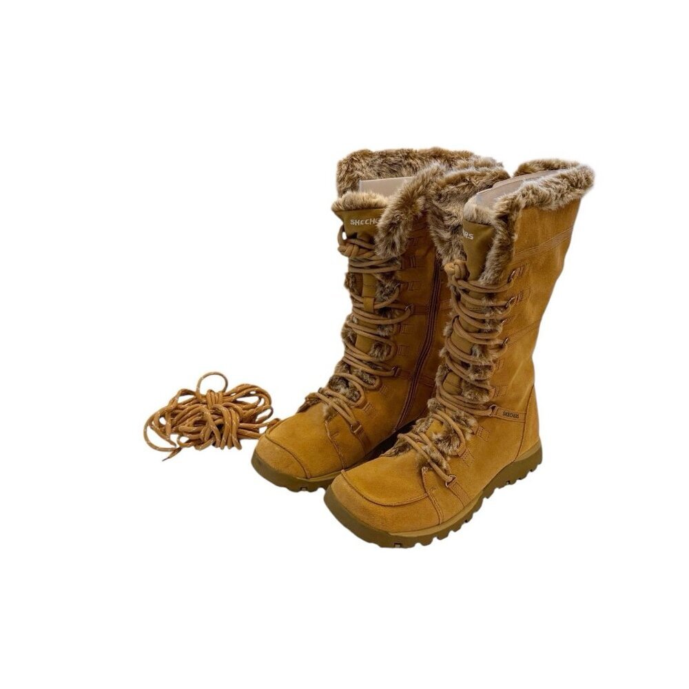 Skechers Boots Womens Grand Jams Unlimited Sand Suede Faux Fur Boho HTF Design 8 - Picture 10 of 10